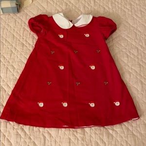 Girls red Santa corduroy embroidered dress size 4